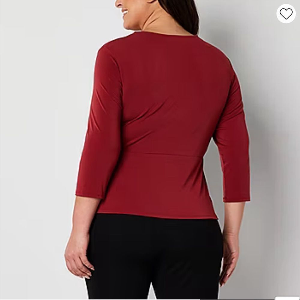 Nwt 2x Bold Elements Burnt Red Mock Wrap Top - image 3